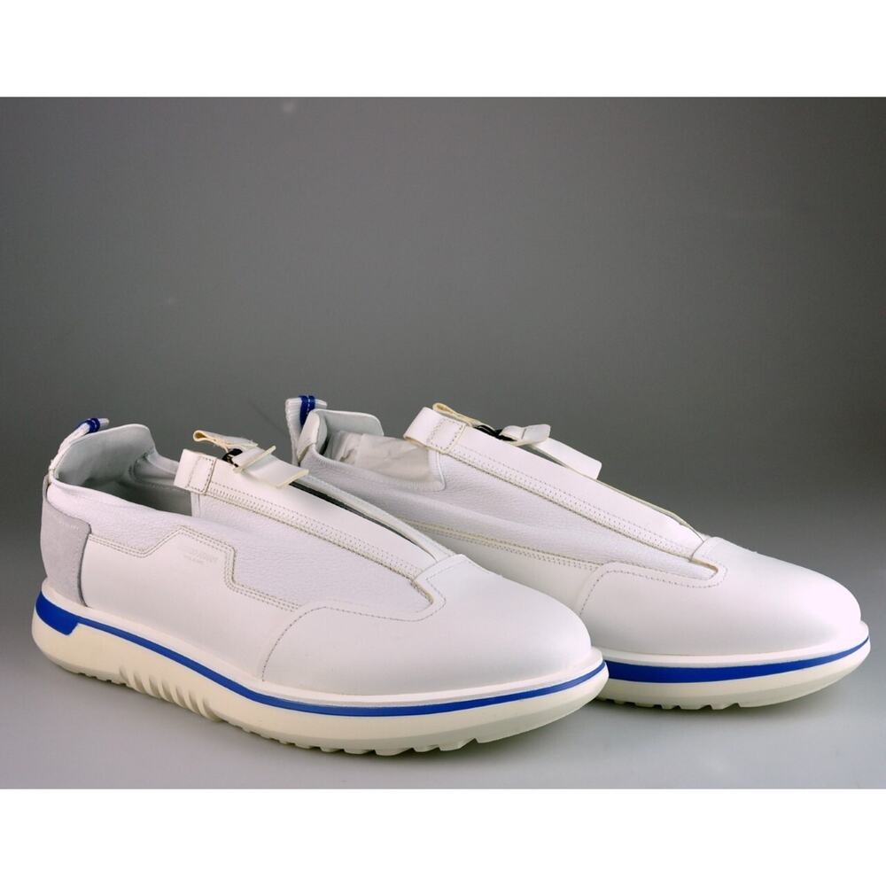 $1195 NIB Giorgio Armani Made in Italy White Leather Zipper Casual Shoes US 12 D
